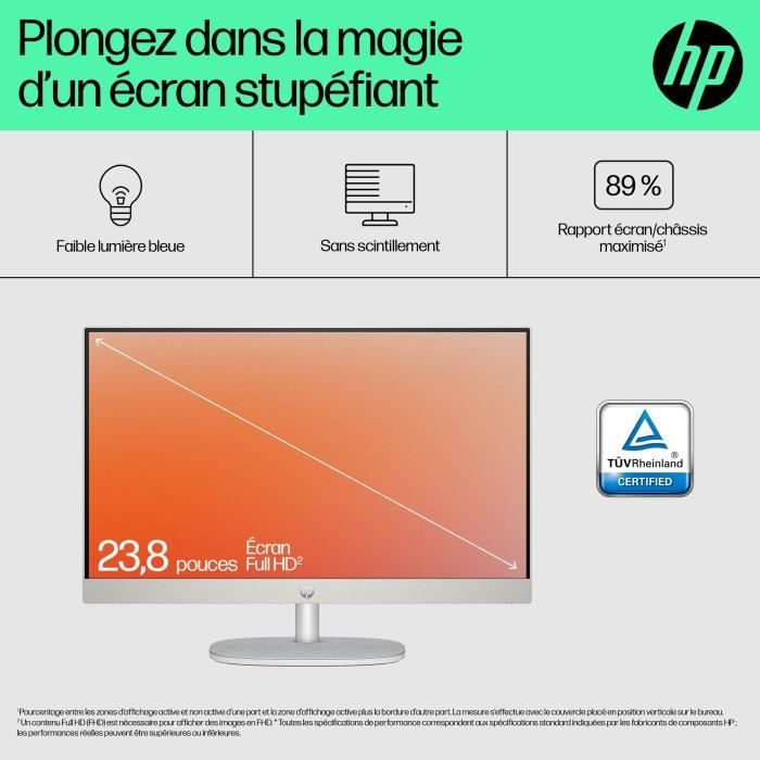 HP 24-cr0069nf All-in-One PC - 23.8 FHD - Core i3-N300 - 8GB RAM - 512GB Storage - Windows 11 + Wired Keyboard and Mouse
