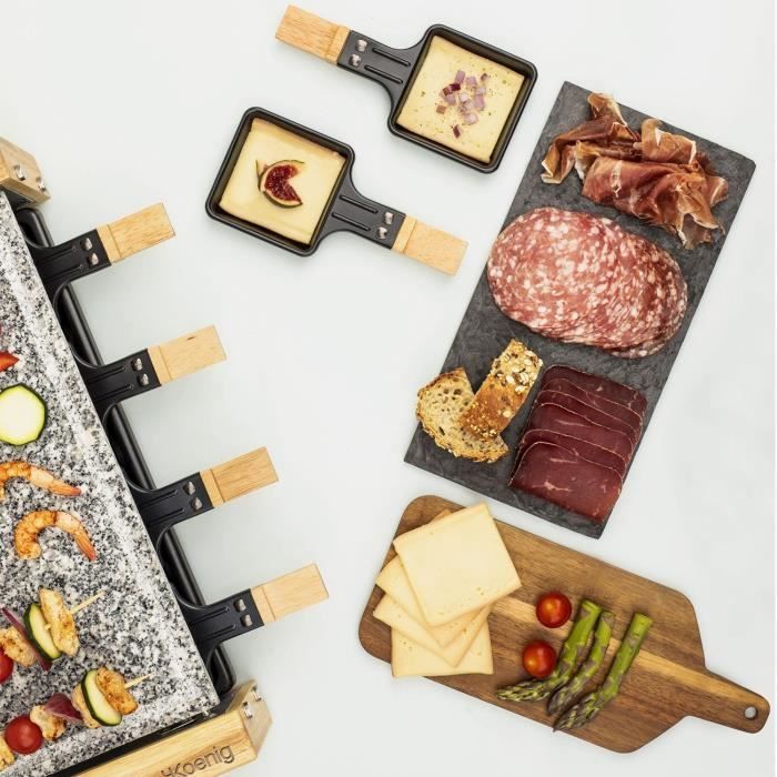 HKoeNIG raclette/grill appliance - 8 people - Wooden design - Cooking surface 38x19.5 cm - Power 1200W