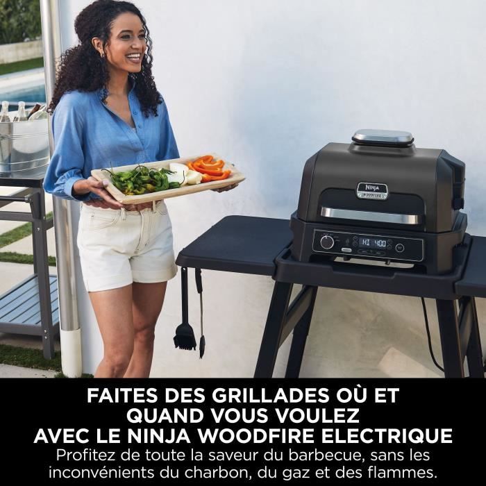 Electric barbecue and smoker with thermometer - NINJA - Woodfire Pro XL - OG850EU - Outdoor barbecue and air fryer