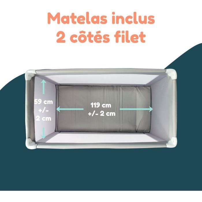 BAMBISOL travel cot 120x60 cm - From birth to 3 months - Mattress and carrying bag included
