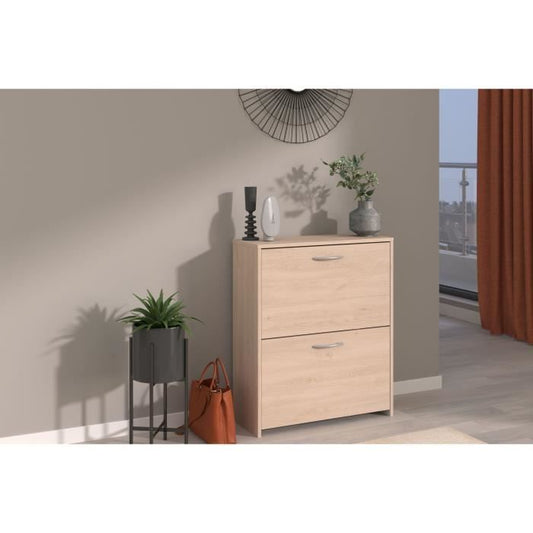Shoe cabinet with 2 flaps - EASY LIFE - Oak - 66.5 x 78.5 x 25.1 - PARISOT