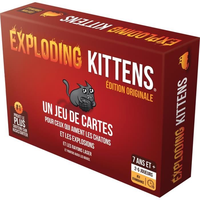 Asmodee - Exploding Kittens: The Basic Game (2022 Edition) - Board game - From 7 years old - 2 to 5 Players - 15 Min