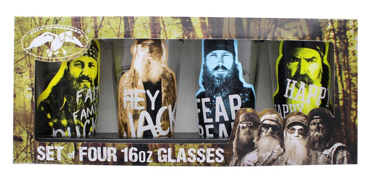 Duck Commander Logo/Faces 16oz Pint Glass 4-Pack