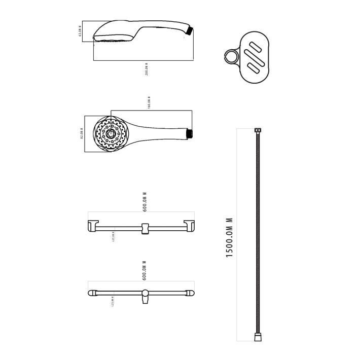 Rousseau shower bar + shower without Heko tap - chrome