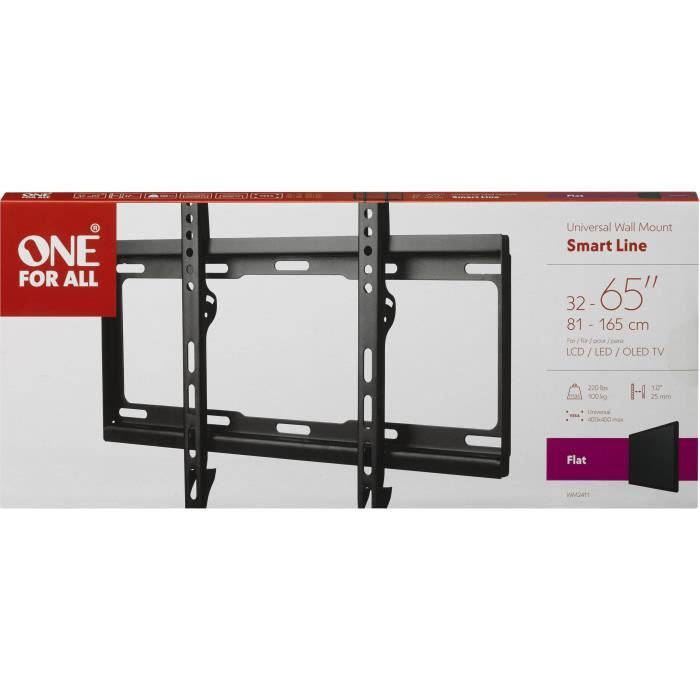 One for all WM2411 - TV wall support Flat support for screen 32-65 ''/81-165cm - For TV max 100kgs - 25mm from the wall