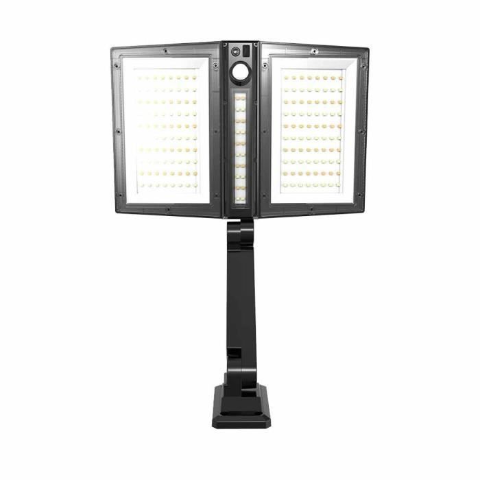 Solar spotlight - LUMISKY - CLIPPER BLACK - 37 cm - 2 black heads - Adjustable motion detector - White LED