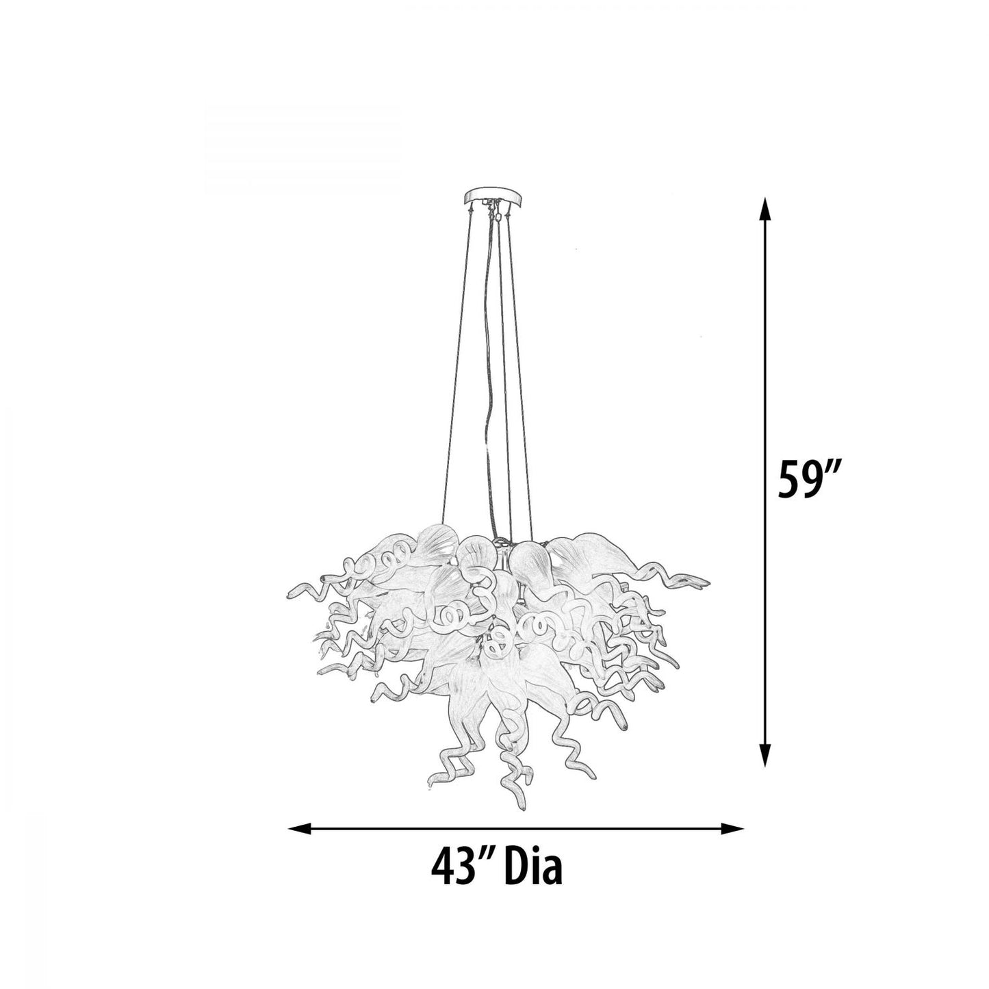 Frosted White Blown Glass Chandelier