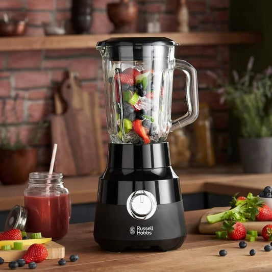 Blender - RUSSELL HOBBS - Matte Black 24722-56 - 650 W - Matte black - 1.5 L glass bowl - 2 speeds + pulse