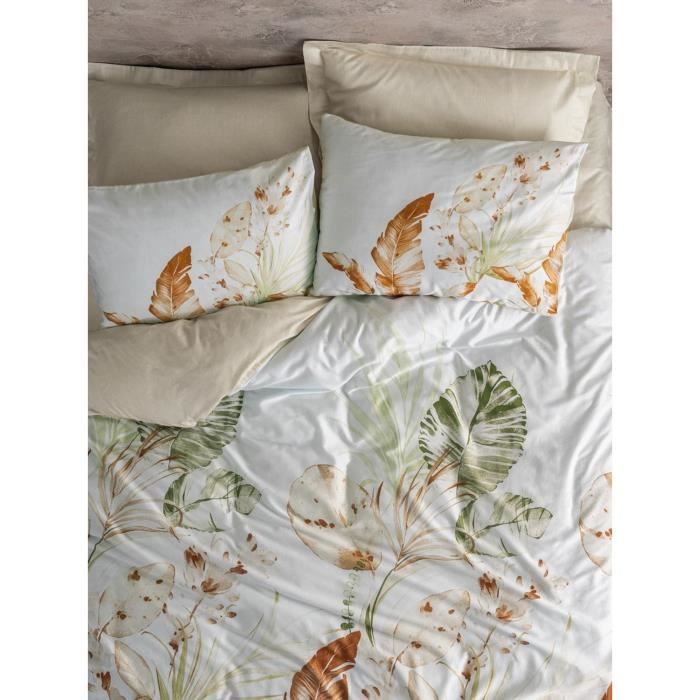 Bedding set - 1 duvet cover 220 x 240 cm + 2 pillowcases 60 x 60 cm - 100% cotton satin - Beige