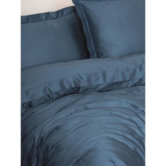 Bedding set - 1 duvet cover 220 x 240 cm + 2 pillowcases 60 x 60 cm - 100% cotton satin - Blue