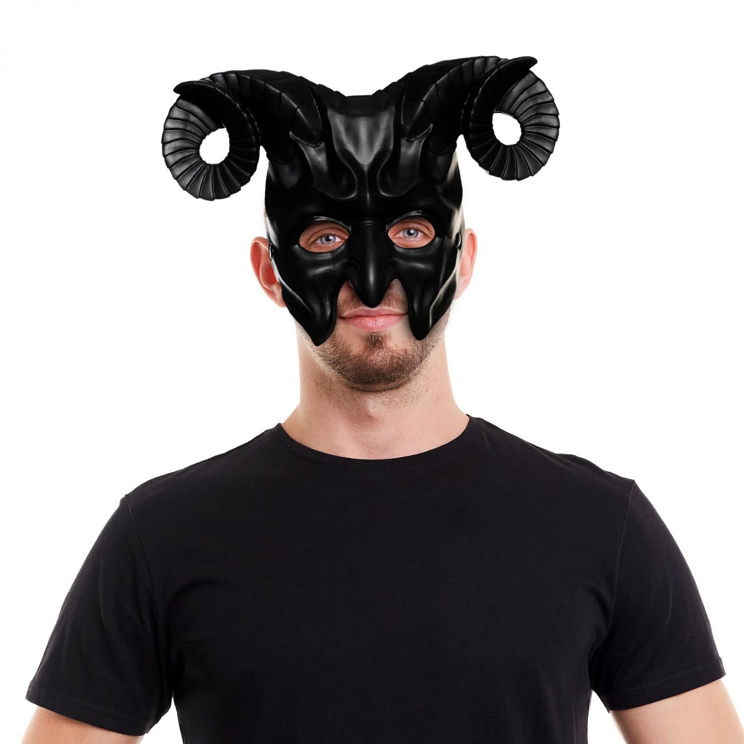 Black Devil Foam Adult Costume Half Mask