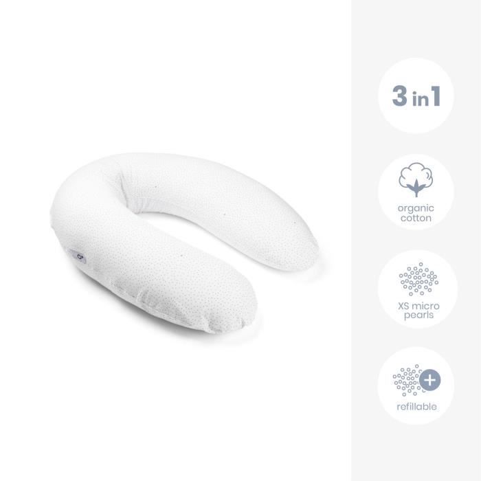 doomoo Buddy Maternity and Nursing Pillow - Optimal Comfort for Mom and Baby, Silver Dots