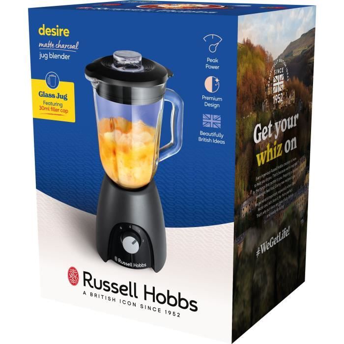 Blender - RUSSEL HOBBS - Desire Matte Charcoal - 650 W - 2 speeds + Pulse - Black