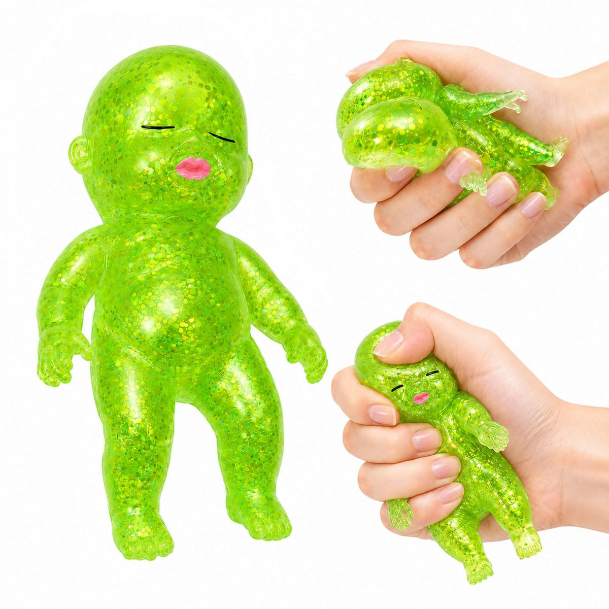 Squishy Glitter Baby 4-Inch Squeeze Toy | Green