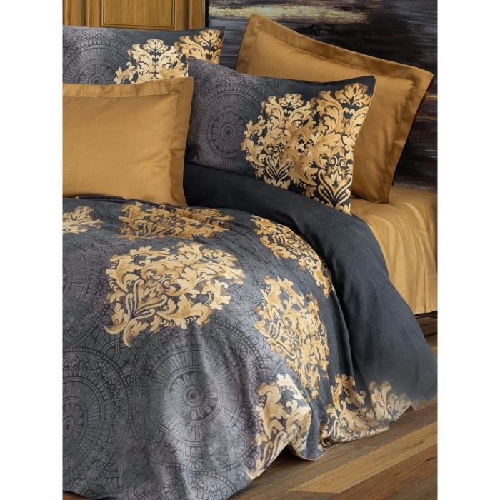 Bedding set - 1 duvet cover 220 x 240 cm + 2 pillowcases 60 x 60 cm - 100% cotton satin - Anthracite