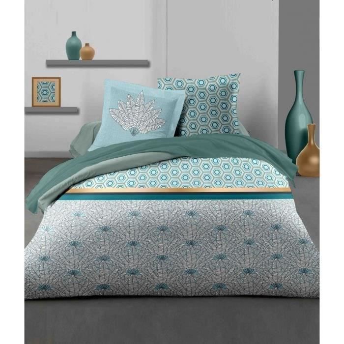 Duvet set 140x200 cm HOME LINGE PASSION LOUXOR: Duvet cover + 1 pillowcase - 100% Cotton 57 thread count - Emerald green