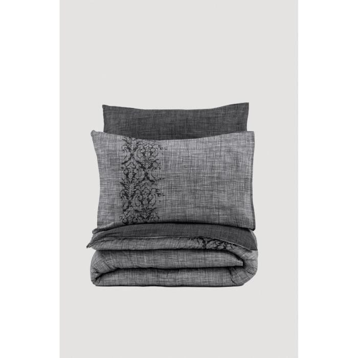 Bedding set - 1 duvet cover 220 x 240 cm + 2 pillowcases 60 x 60 cm - 100% cotton - Grey