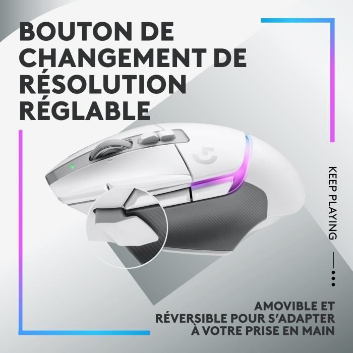 Logitech - G502 x Plus Lightspeed Mouse Gaming RVB Wireless - Lightfor hybrid buttons, Gaming Hero 25K - White sensor