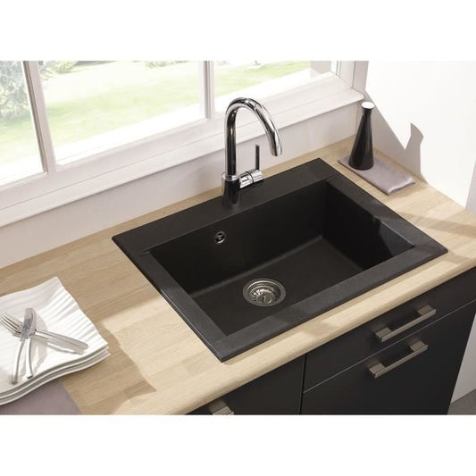 Stradour Sink Kitchen To Encourage 1 Bac without Hexo Draft Tout - Resin - 66 x 50 cm - Black