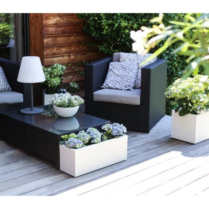 EDA Plastic Jardiniere Graphit Up - 57 L - Dimensions 79.5 x 29.5 x 29.5 cm - Céruse white