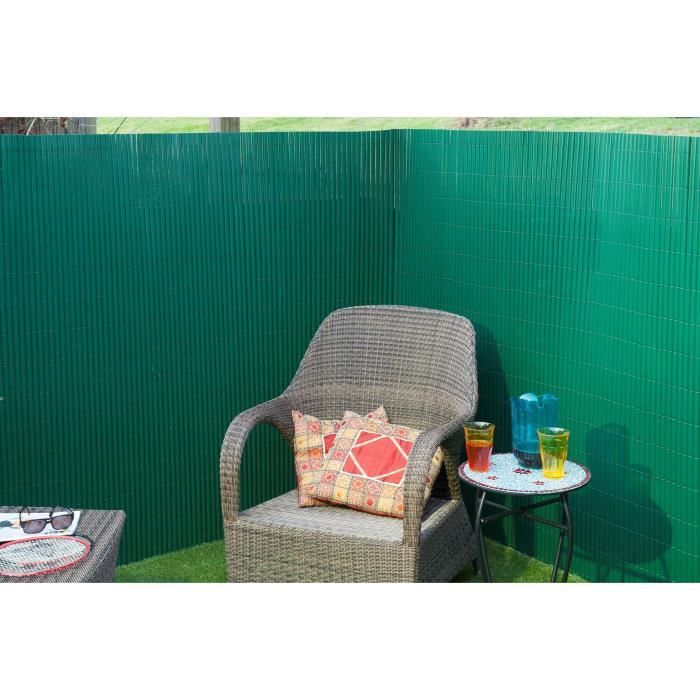 Double-sided PVC reed screen - NATURE - 1 x 3 m - 1600 g/m² - Blackout 4/5 - Anti-UV - Green