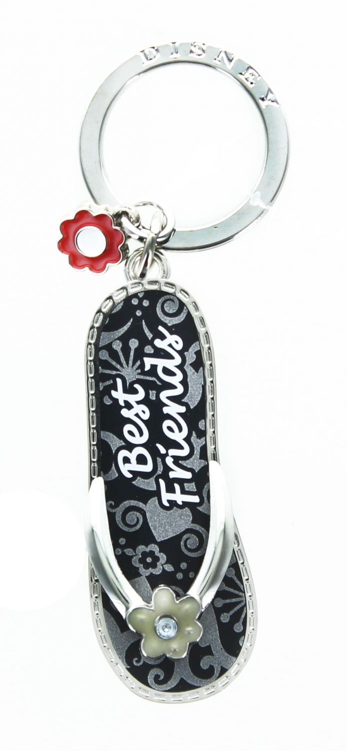 Best Friend Black Flip Flop Pewter Key Ring
