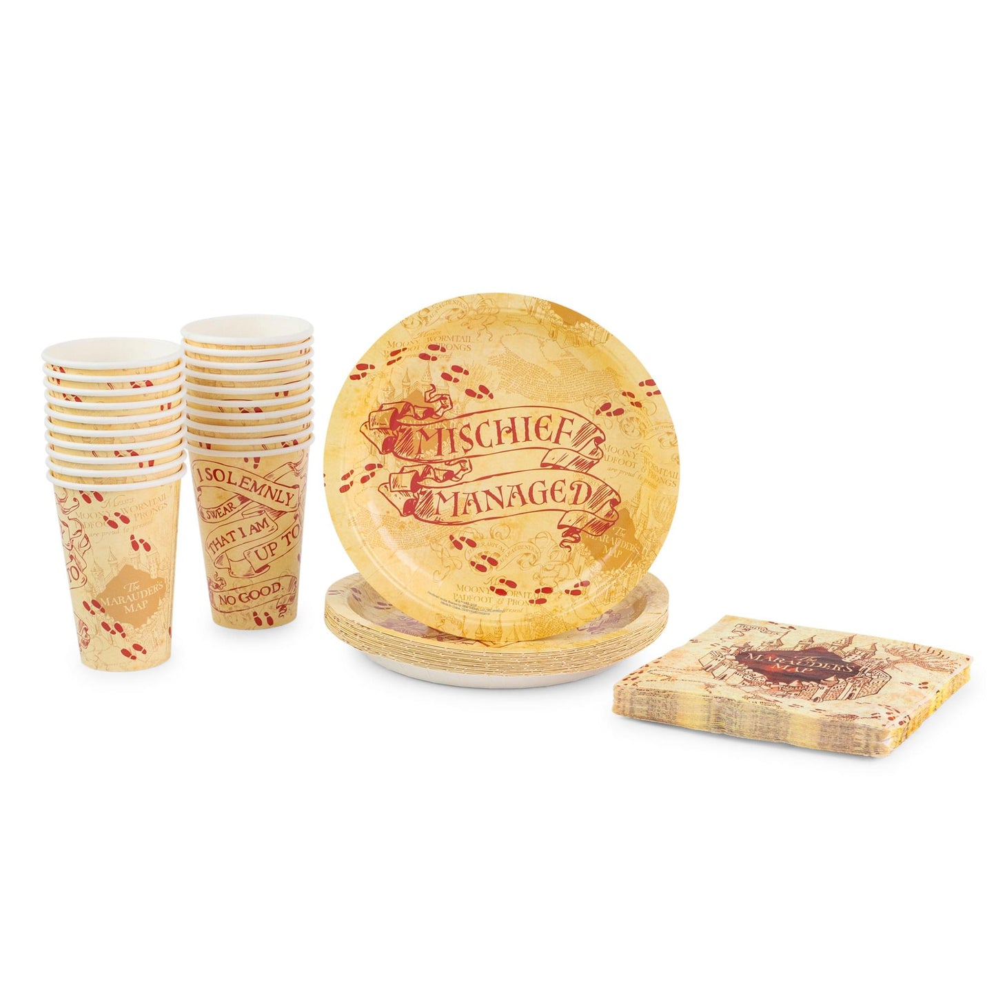 Harry Potter Marauder's Map 60-Piece Party Tableware Set | Cups, Plates, Napkins