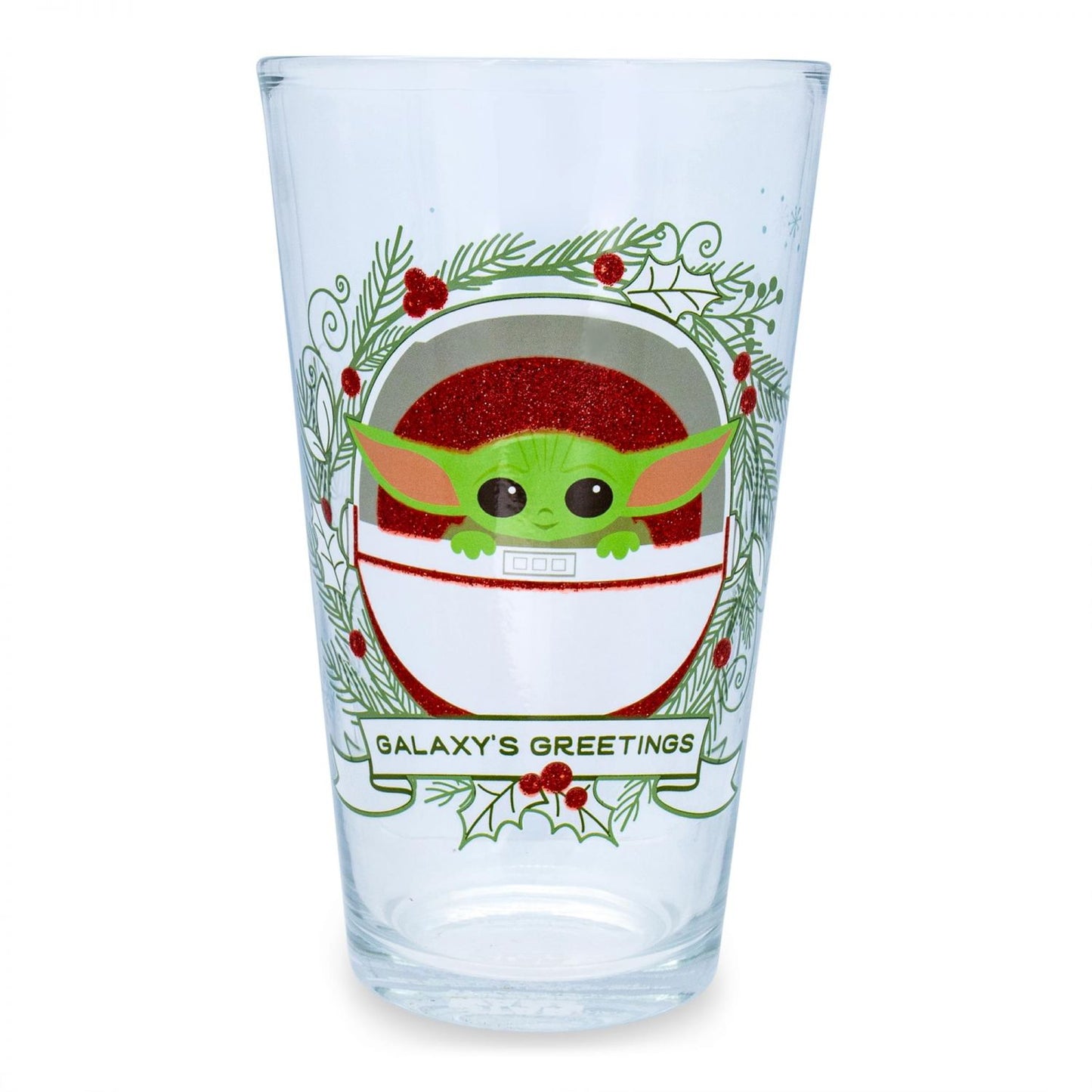 Star Wars: The Mandalorian Grogu Holiday Pint Glass | Holds 16 Ounces