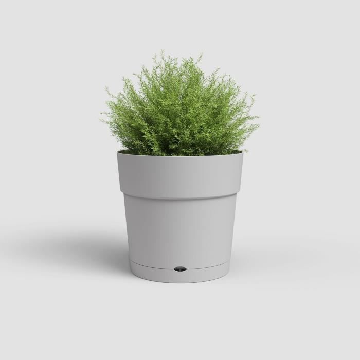 Flower pot and round capri round - plastic - water tank - diameter 30 cm - Light gray - Artevasi