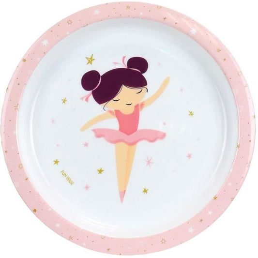 BALLERINA - Children's tableware set with glass, deep plate, flat plate, cutlery, water bottle and snack box
