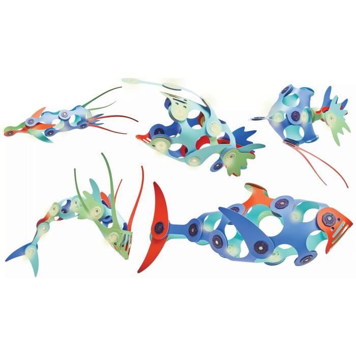 Magnetic Construction Toy - GIPSY TOYS - OCEAN CREATURES - 24 pieces - Glow in the Dark - 9 unique shapes