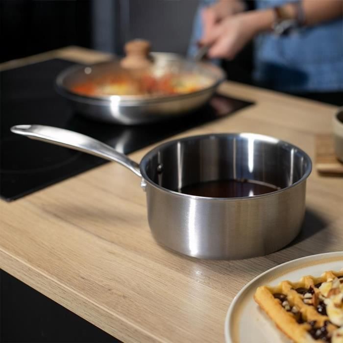 Brigade - 18 cm stainless steel saucepan - LIVOO - MEP160 - Triply stainless steel - Suitable for all heat sources including induction - Made in France