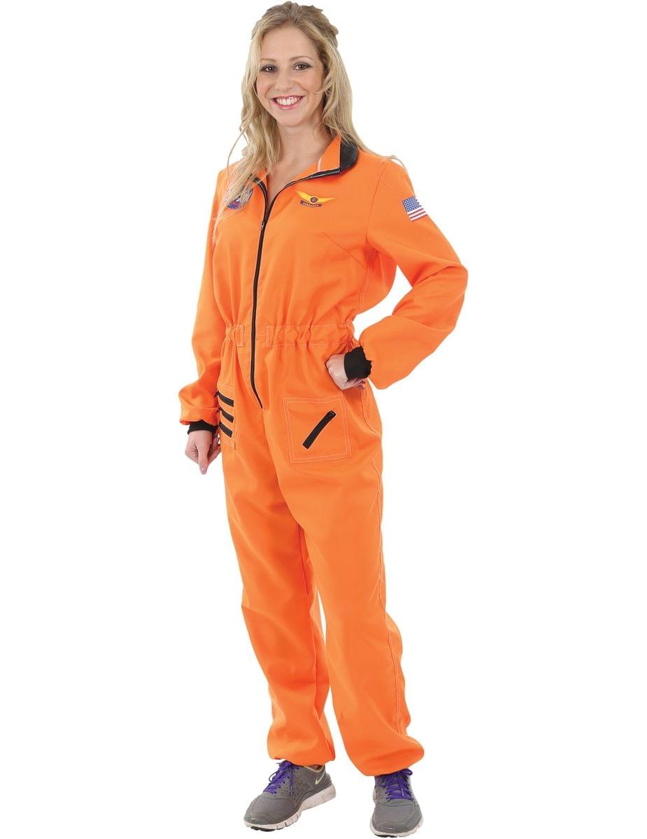 Women's Orange Astronaut Costume - Large