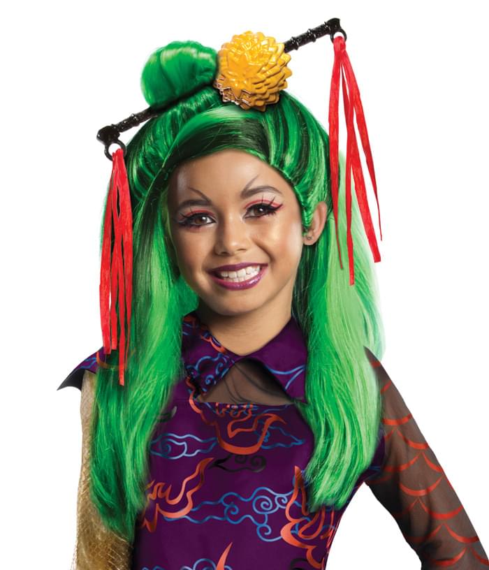Monster High Jinafire Costume Wig Child: Green & Black