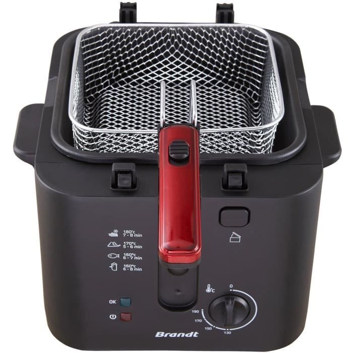 Electric fryer - BRANDT - FRI25R - Fixed tank - 2.5 L of oil + 1 kg of fries - Control window - Red / Black