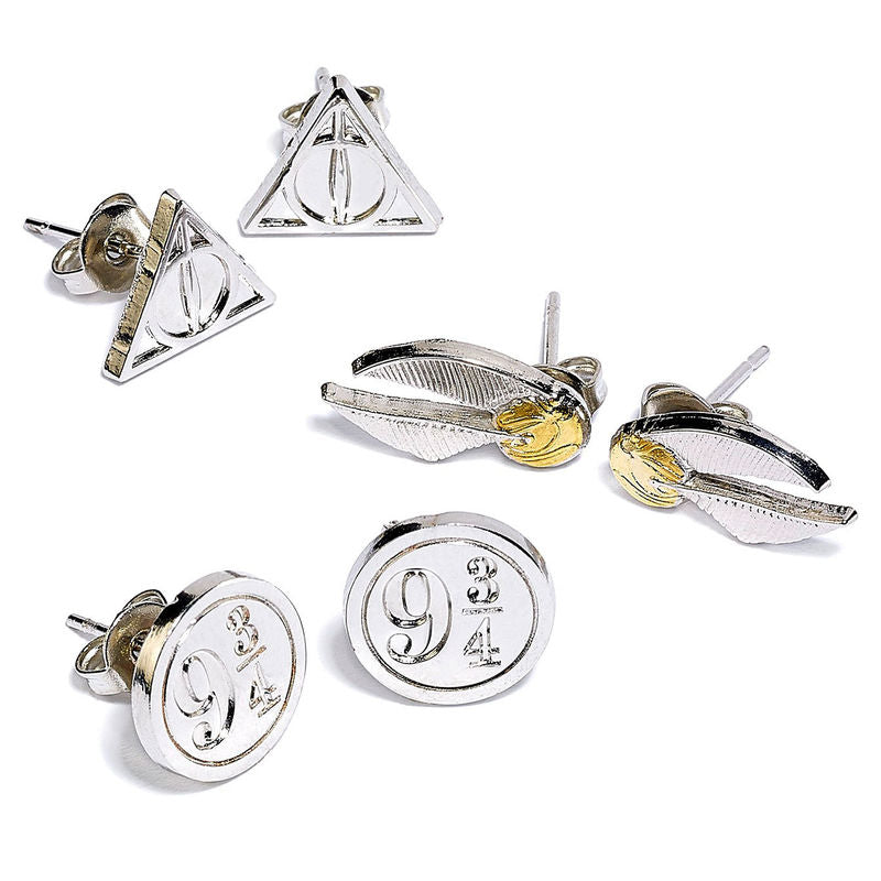 Harry Potter Deathly Hallows Golden Snitch Platform earrings set
