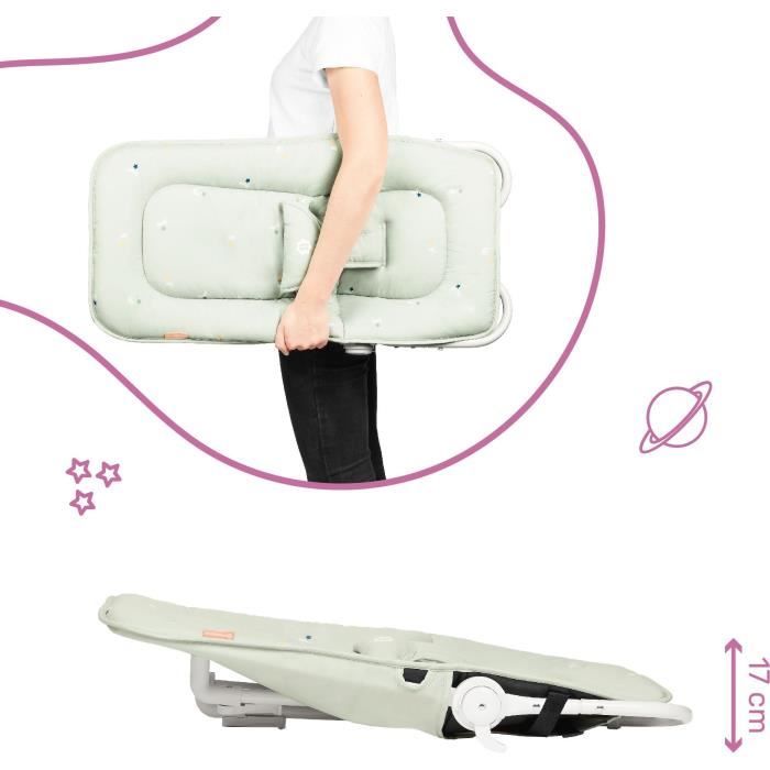 BADABULLE Foldable and ultra compact deckchair, play arch, lichen / water green