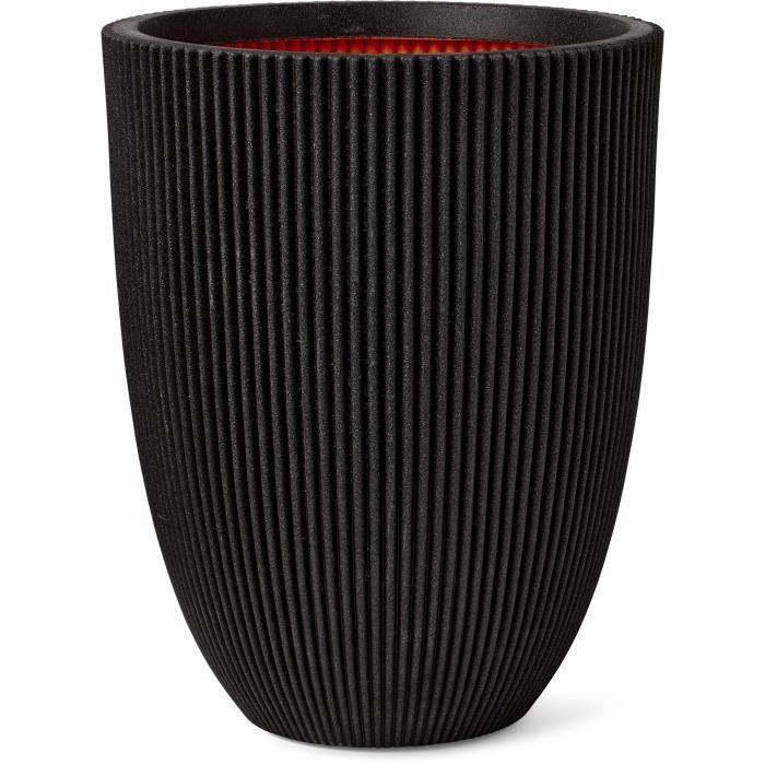 Elegant low vase - CAPI EUROPE - GROOVE NL - 34 x 46 cm - Black