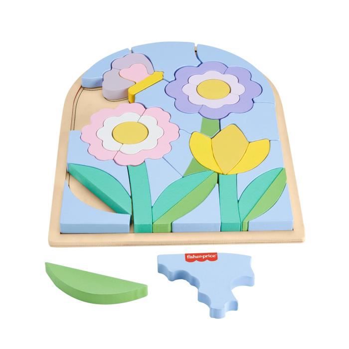 Fisher-Price-Wooden Flowers Puzzle-37-piece puzzle for preschool HXT97