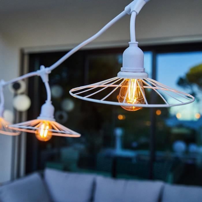 Outdoor light garland - LUMISKY - CHIC WHITE LIGHT - 6 m - 10 filament bulbs - E27 - warm white LED