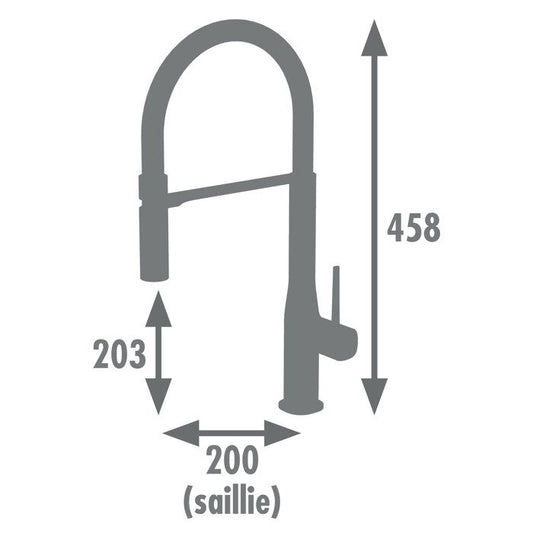 ROUSSEAU Kitchen mixer tap Køben - With hand shower - Chrome gray and black