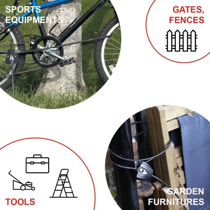 Master Lock 8417EURDPRO Patented anti-theft cable adjustable from 30 cm to 1.8 m