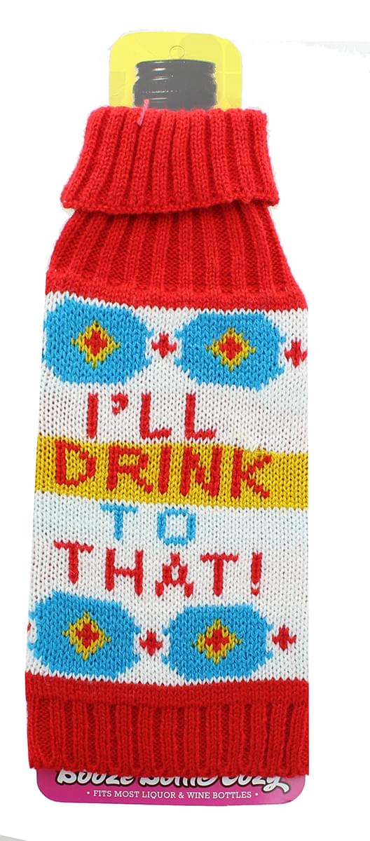 Knit Booze Bottle Can Cooler - "I'll Drink To That!"