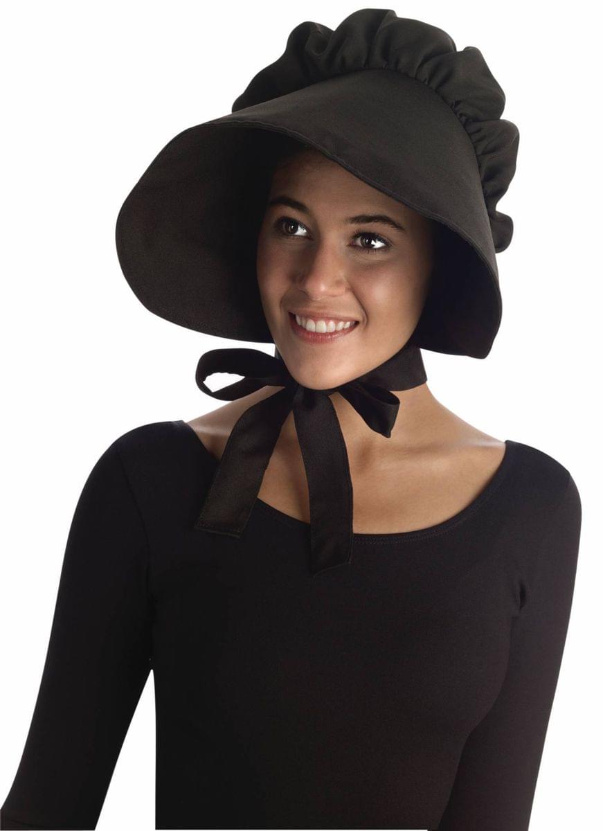 Colonial Style Large Bonnet Costume Hat Adult: Black One Size