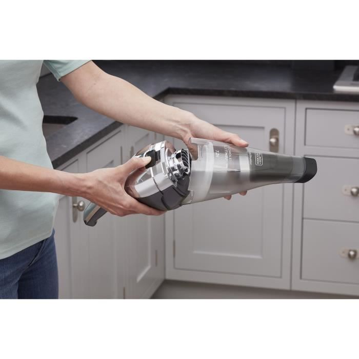 BLACK + DECKER NVC220WC-QW - Hand vacuum cleaner - Dustbuster Lithium 7,2V - EasyGrip - Chrome and Titanium
