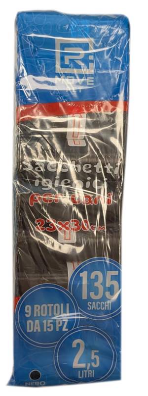 RMove Sacchi Rifiuti Animali 9 Rotoli da 15 Sacchi Nero