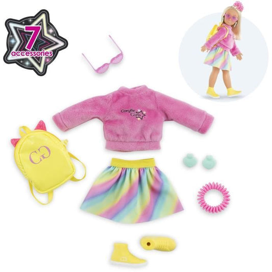 Doll accessories - COROLLE - Fluo dressing room - For 28 cm mannequin doll - 7 accessories - From 4 years old
