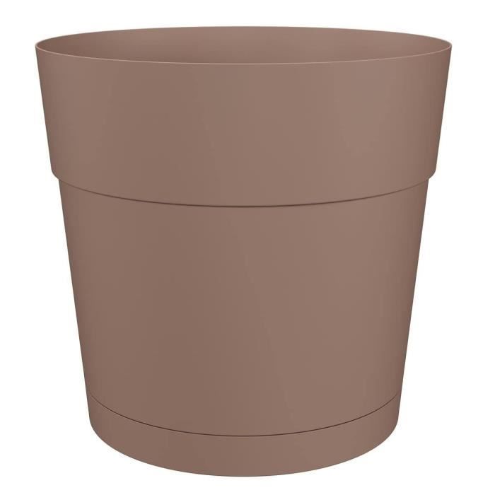 Flower pot and round capri round - plastic - water tank - diameter 30 cm - Taupe - Artevasi