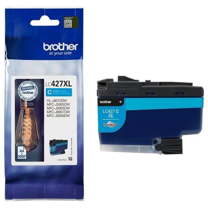 Ink cartridge LC427XLC - BROTHER - Cyan - 5000 pages - For Brother MFC-J6955DW, MFC-J6957DW, MFC-J5955DW and HL-J6010DW