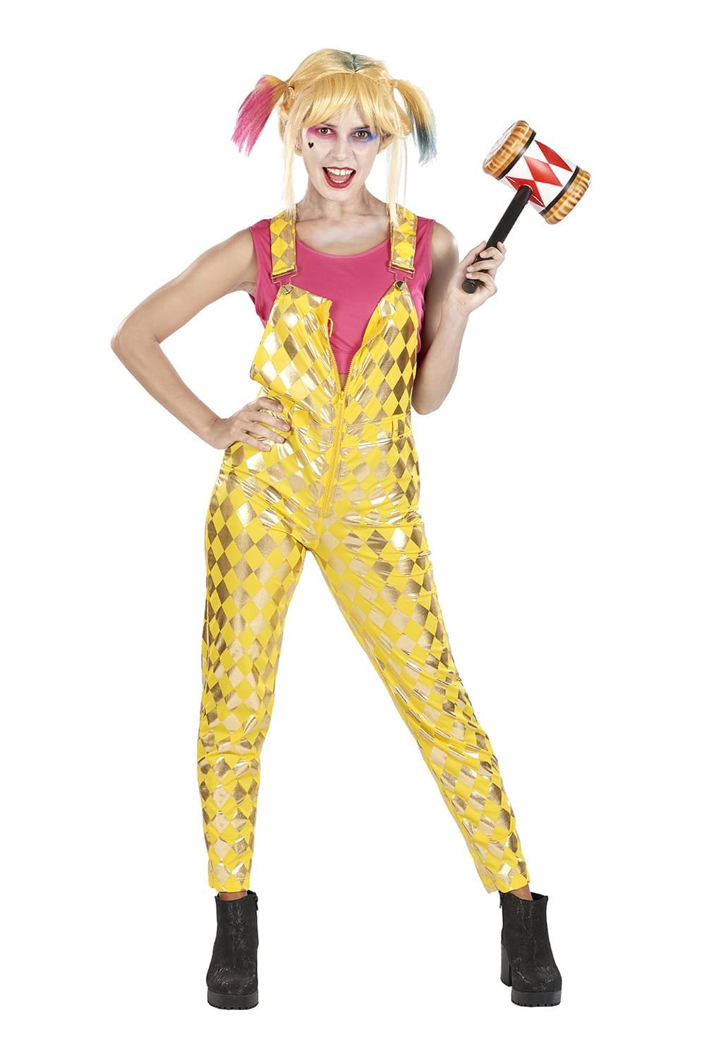 Harley Quinn Adult Costume | Crop Top & Jumpsuit Costume Set | Medium